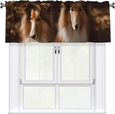 Produktbild von Fenstervolant für Küche und kleine Fenster, lichtfilternder Vorhang für Wohnzimmer und Badezimmer, kurzer Volant, 137,2 x 45,7 cm, 1 Vorhang