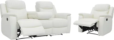Produktbild von EVASION 3-Sitzer Sofa und Sessel mit Relaxfunktion aus Leder - Elfenbeinweiß
