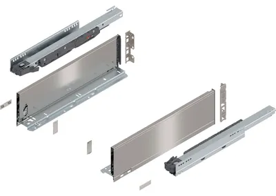 Produktbild von Blum Legrabox pure H K Schubladenschienen Set | 1 Paar, 40kg 450mm | Tip On Vollauszug, inox