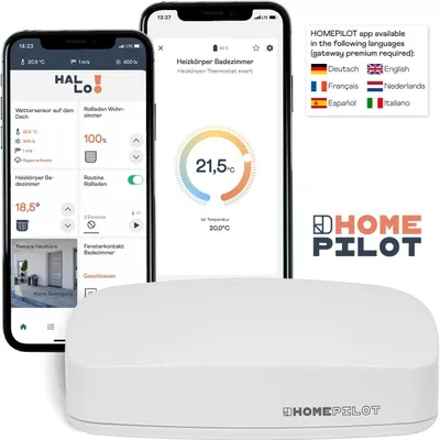 Produktbild von HOMEPILOT Heizung Smart-Home Starter-Set - 2X Heizkörper-Thermostat, 1x Fensterkontakt + Gateway, Zentrale inkl. App & Sprachsteuerung