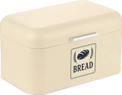 Obrázek produktu pro Relaxdays chlebník, chlebník s víkem a rukojetí, rozměry: 16,5 x 30 x 19 cm, na uchovávání chleba, retro chlebník, kov, béžová