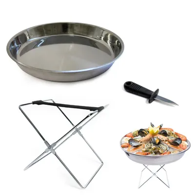 Produktbild von Runde Meeresfrüchte-Servierschale inklusive Schalenhalter und Austernmesser – Traditionelle Austernmesser – Silber