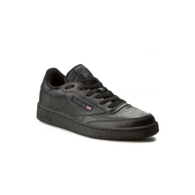 A black Reebok Club C 85 sneaker is shown against a white background.