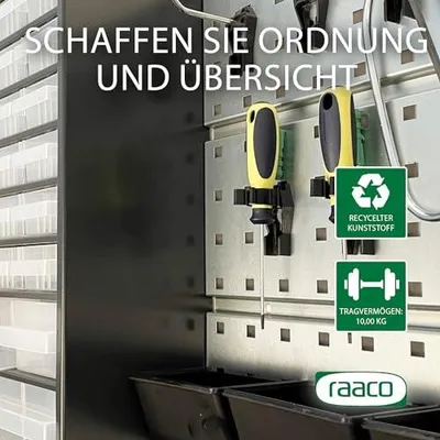 Productafbeelding van Startset 1: Gereedschapswand, moduleerbaar. Gereedschapswand met gatenpaneel + gereedschapshouders + sorteerboxen + kleinonderdelenmagazijn voor een georganiseerd werkplaatsysteem, 186, 6 x 44 cm