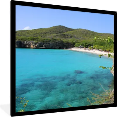 Produktbild von MuchoWow® Gerahmtes Poster Strand - Curacao - Insel 40x40 cm - Poster mit Schwarzem Bilderrahmen Wandposter Rahmen Foto Bilder - Mit Rahmen - Wanddekoration Schlafzimmer