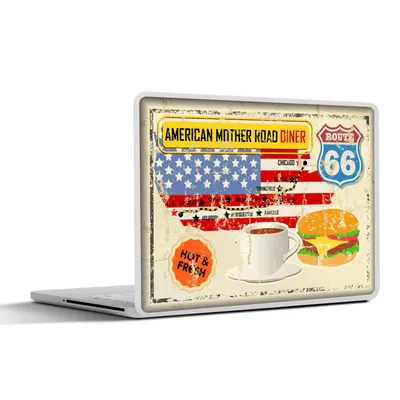 Produktbild von MuchoWow® Laptop Aufkleber Sticker Cover Amerika - Vintage - Route - Zeichnung 30x21 cm - Sticker für Laptop - Selbstklebend