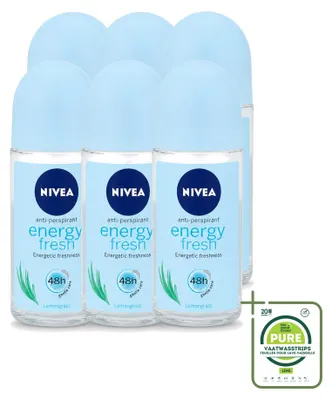 Zdjęcie produktu dla 6 sztuk roll-onów dezodorujących NIVEA Energy Fresh dla kobiet - 50 ml - opakowanie zbiorcze