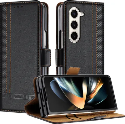 Immagine prodotto di Custodia per Samsung Galaxy Z Fold 5 in pelle con funzione di supporto nero
