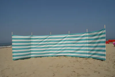 Produktbild von Strandwindschutz 7 m, türkis/weiß, Polyacryl-Windschutz – 7 m Camping-Windschutz