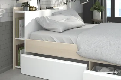 Produktbild von Stauraumbett >Most 6< in Akazie / Weiss - 220x170x79cm (LxBxH)