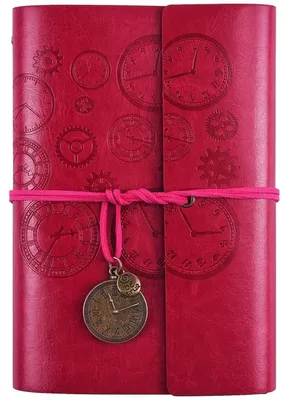 Zdjęcie produktu dla Notatnik z okładką z materiału przypominającego skórę, wielokrotnego użytku, w stylu vintage, format A6 (18x13 cm), w kolorze różowym, z liniowanym papierem