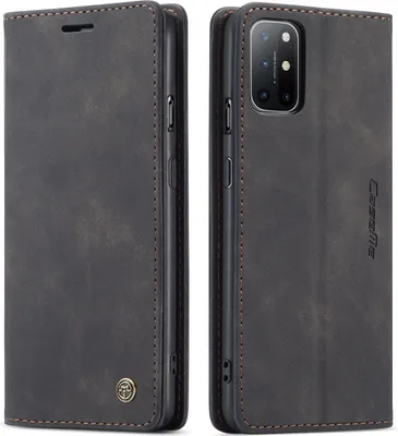 Produktbild von OnePlus 8T Hülle, LaimTop Retro Kunstledertasche mit Standfunktion Schutzhülle für OnePlus 8T Schwarz