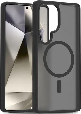 Image de Etui magnétique pour Samsung Galaxy S24 Ultra, compatible MagSafe, dos translucide mat, résistant aux chocs Noir