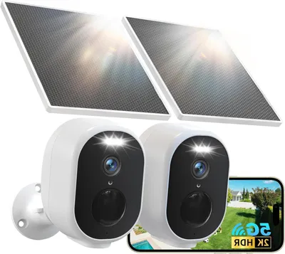 Immagine prodotto di Telecamera di sicurezza esterna - Telecamera Wi-Fi - Sorveglianza domestica - Alimentazione a energia solare - Risoluzione 2K 4MP - Colore bianco