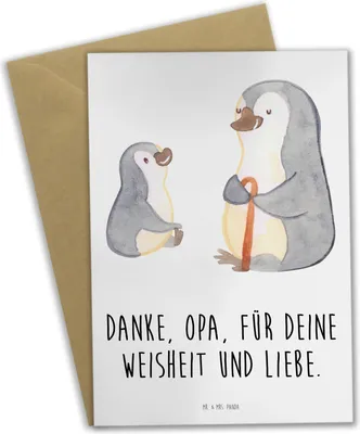 Produktbild von Mr. & Mrs. Panda Glückwunschkarte Opa Weisheit und Liebe - Weiß - Geschenk, lieben, Bedanken, Anerkennung für, hochzeitskarten, Lebensweg, vatertagskarte, Motivkarte