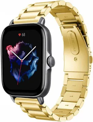 Produktbild von Strap-it Stahlarmband - Kompatibel mit Amazfit GTS 3 Armband Ersatzarmband Edelstahl - Gliederarmband mit Faltschließe - Hochwertiges Material - für Smartwatch 20mm Armband Gold