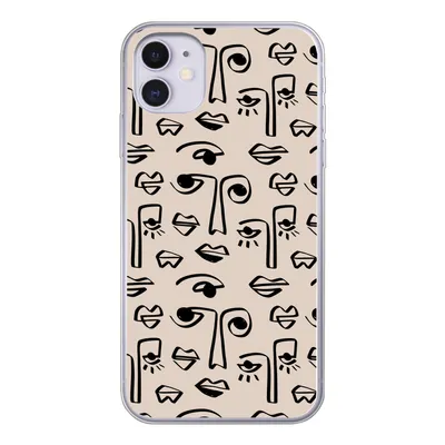 Produktbild von MuchoWow® Handyhülle Schutzhülle Hülle für iPhone 11 Muster - Lippen - Strichzeichnungen Silikon Softcase Handy Hülle - Handytasche