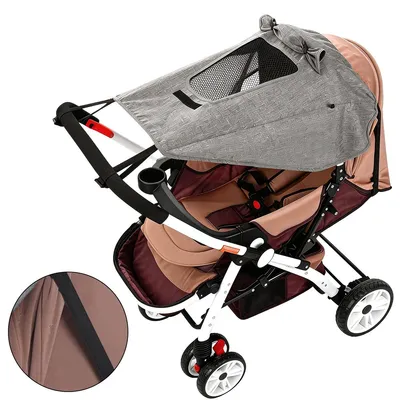 Produktbild von Sonnenschutz für Kinderwagen & Buggys,Universal Sonnenblende mit UPF 50+ Schutz,Wasserfestes Sonnendach mit Interaktions-Fenster,Einfache Klettverschluss-Montage