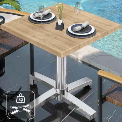 Produktbild von WBO | Bistro Außen Tisch | B:T:H 60 x 60 x 78,5 cm | Eiche / Aluminium | Quadratisch | Zusatzgewicht | Bistro Tisch Gastro Tisch