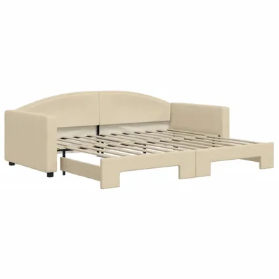 Image de vidaXL Lit de jour extensible Crème 90x200 cm Tissu