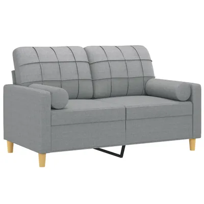 Zdjęcie produktu dla vidaXL 2-osobowa sofa z dekoracyjnymi poduszkami jasnoszara 120 cm tkanina
