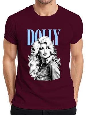 Productafbeelding van Dolly Parton, landelijke muzieklegende, vintage, retro, fan, heren T-shirt, bordeauxrood, maat M