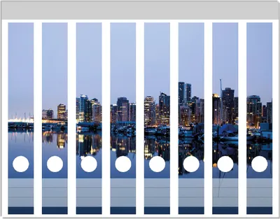 Produktbild von Wallario Ordnerrücken Sticker, selbstklebend für schmale Ordner, 8 Stück, Motiv Skyline von Vancouver