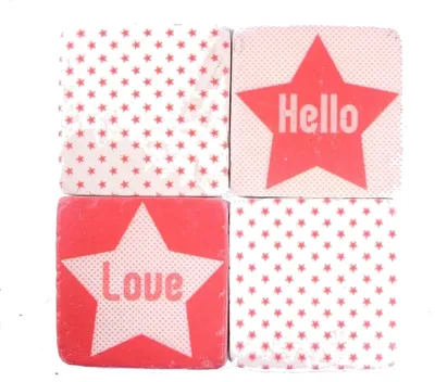 Produktbild von Untersetzer  Stein Set - 4 teilig im Antik Look - Hello Love - Sterne