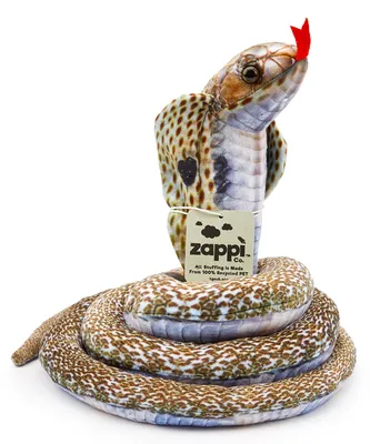 Produktbild von Zappi Co Kinder Gefülltes Weiches Kuscheliges Plüsch-Schlangenspielzeug - Teil der Safari-Tierkollektion, perfekt für Kinder (Kobra-Schlange)