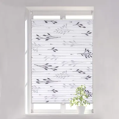 Produktbild von WOLTU Plissee ohne Bohren Klemmfix, Zweigmotiv, 75 x 130 cm, Grau