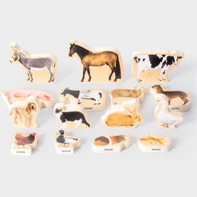 Produktbild von TickiT Holz Haustier Bauklötze - Lernspielzeug Tiere Set