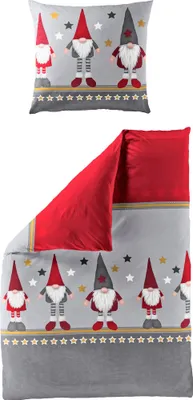 Produktbild von JACK by Bierbaum Biber Bettwäsche 2 tlg. 135x200cm Wichtel Sterne Rot Grau
