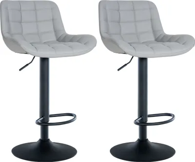 Produktbild von CLP 2er Set Barhocker Tover 360° drehbar und in der Höhe verstellbar grau Material Kunstleder