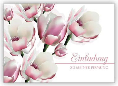 Produktbild von Edle leichte Einladungskarte mit üppigen Blüten: Einladung zu meiner Firmung