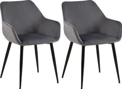 Produktbild von 2er Set Esszimmerstuhl HLO-CP8 Samt dunkelgrau