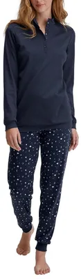 Productafbeelding van CALIDA Midnight Dreams pyjama voor dames, model Bündchen, kleur marineblauw, maat 44-46