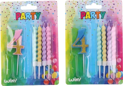 Produktbild von Partykerze Nummer 4 + 4 Kerzen