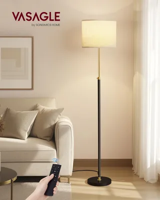 Obrázek produktu pro Stojací lampa VASAGLE, výškově nastavitelná, 140–170 cm, s nožním spínačem, paticí E27, dálkovým ovládáním a paměťovou funkcí, Obrázek vytvořený pomocí AI