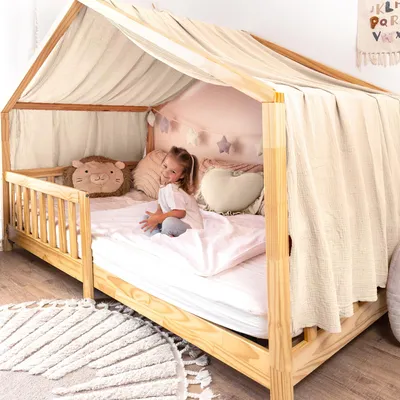 Produktbild von Hausbett Himmel 135x320 cm Creme mit Goldapplikation - 1 Stoffbahn
