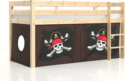Produktbild von Kinderbett Karolina 210x114x106 Massivholz Natur Textilset Caribian