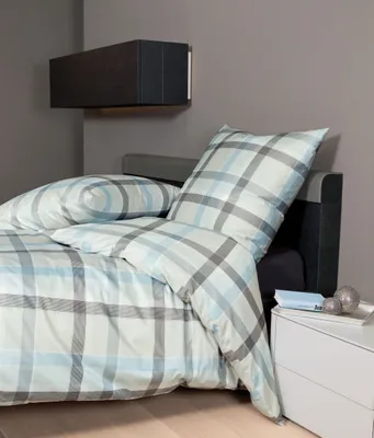 Produktbild von Janine Mako Satin 3 teilig Bettbezug 240 x 220 cm Kopfkissenbezug 80 x 80 cm Moments 98059-02 mineralblau