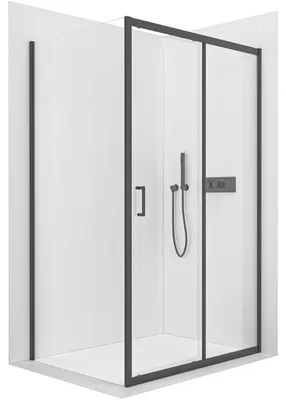 Obrázek produktu pro Sprchový kout Orlano L/P - 5 mm - černá matná, transparentní sklo - 80x80x195 cm - posuvný