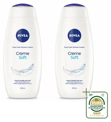Produktbild von 2 x NIVEA Douchecreme Soft mit Mandelöl - 500 ml - Vorratspackung - 2 Stücke