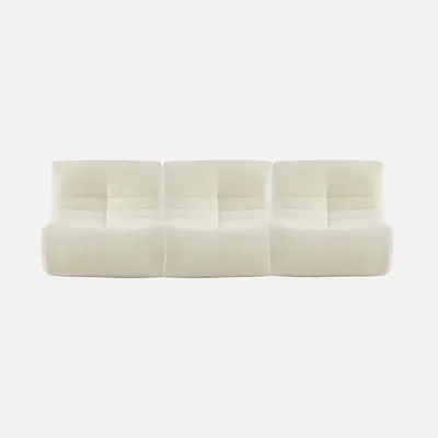 Produktbild von sweeek - 3er-Set modulierbare 1-Sitzer Sessel mit strukturiertem Bouclé-Bezug - Weiß