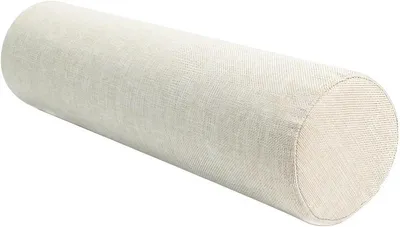 Produktbild von Rundes Nackenrollekissen – Leinen – Kopf-/Rücken-/Bein-/Yogakissen – beige 20 x 50 cm