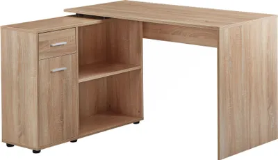 Produktbild von WOHNLING Eckschreibtisch mit Regal Sonoma 120 x 75,5 x 106,5 cm Moderner Büro-Schreibtisch Computer-Tisch Arbeitszimmer Winkelschreibtisch Home Office