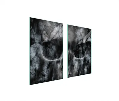 Produktbild von Herdabdeckplatten 2 teilig 75x52 Glaskeramikkochfeld Abdeckung Glas Schneidebrett Schädel Schwarz