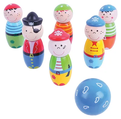 Image de Bigjigs Jeu de quilles en bois Pirates, 7 pcs.