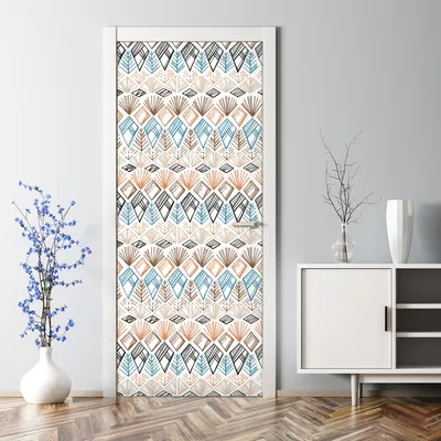 Produktbild von Dekorative Türposter selbstklebend Wandaufkleber Türaufkleber Ethnische Braun Blau 85 x 200 cm