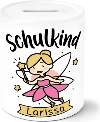 Produktbild von Kinder Spardose mit Namen Schriftzug Schulkind Wunschname personalisierbar Sparschwein Keramik SpecialMe® weiß unisize
